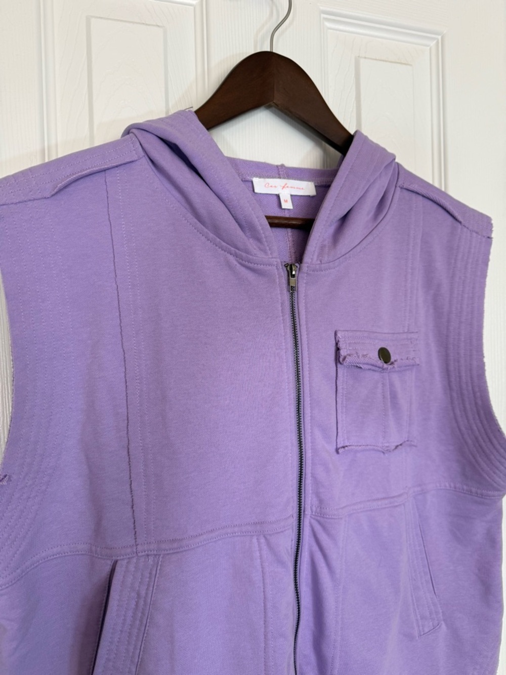 Ces Femme Lavender Zip-Up Hoodie Vest Size M - Picture 3 of 11